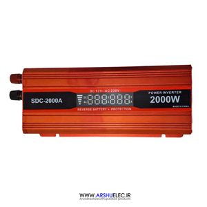 اینورتر خودرو 2000 وات موج اصلاح‌شده مدل SDC-2000A ورودی 12 ولت به 220 ولت با نمایشگر LED