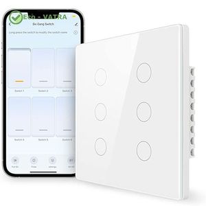کلید لمسی 6 پل هوشمند بیسیم - زیگبی (Zigbee) - تویا (Tuya)