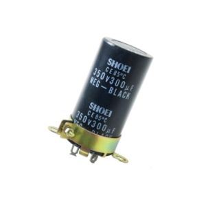 خازن الکترولیتی 300µF / 350V دارای هولدر فلزی مارک SHOEI