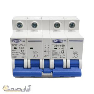 کلید انتقال برق دستی دو منبع TOB1-63H MTS-Changeover–2P+2P،قدرت قطع 6kA