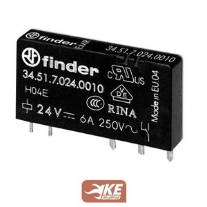 رله پی‌ال‌سی 24VDC تک کنتاکت 6 آمپر فیندر مدل 34.51.7.024.0010