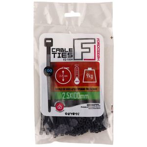 بست کمربندی Foroozesh FZ-100A 2.5*100mm بسته 100 عددی - مشکی