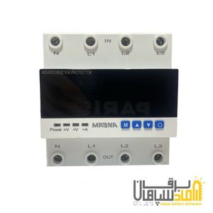 محافظ ولتاژ سه فاز 63 آمپر مبنا الکتریک، چهار پل، با نمایشگر LCD