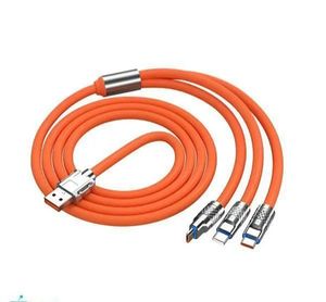 کابل شارژ 3 سر فست شارژ سیلیکونی نارنجی