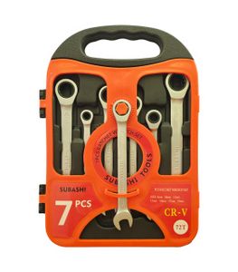 ست آچار 7 عددی یکسر رینگ جغجغه ای سوباشی SUBASHI مدل CRV