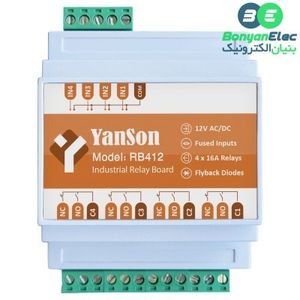 رله برد 4 کانال صنعتی 16 آمپر 12 ولت