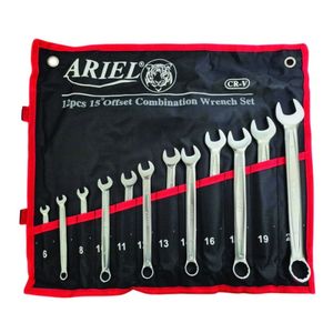 ست 12 عددی آچار یکسر تخت و رینگی فوق حرفه ای سایز6تا22 آریل ARIEL مدل ARAY1201