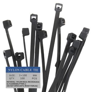 بست کمربندی پلاستیکی مشکی 3x100 mm