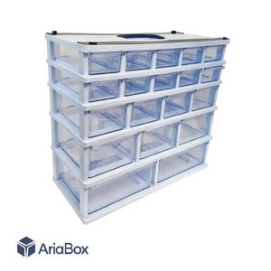 کشو ابزار و قطعات 19 کشو 4 مدل کشو با سایز مختلف سفید قنادپلاست مدل MIX1