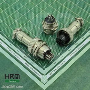 کانکتور نظامی GX12 گرد فلزی پنلی 6 پین 12mm