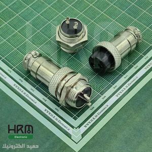 کانکتور نظامی GX16 گرد فلزی پنلی 2پین 16mm