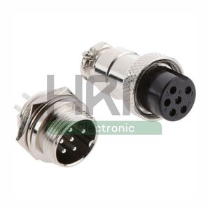 کانکتور نظامی GX16 گرد فلزی بین راهی 6 پین 16 میلی متر