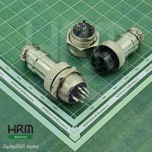 کانکتور نظامی GX16 گرد فلزی پنلی 6پین 16mm