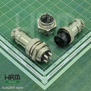 کانکتور نظامی GX16 گرد فلزی پنلی 4پین 16mm