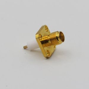 کانکتور SMA مادگی پنلی چهار سوراخه تفلون بلند پین کوتاه