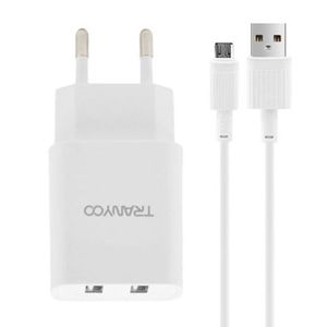 شارژر دو پورت ترانیو مدل TRANYOO V16 همراه با کابل microUSB