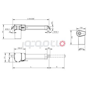 جک برقی ماناک 10000 نیوتن کورس 30 سانت، سرعت 4.5 میلیمتر بر ثانیه 24 ولت، مدل LAJM4