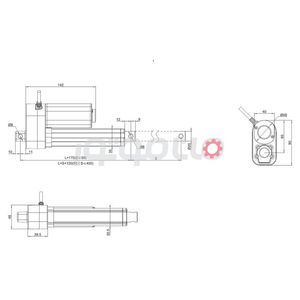 جک برقی ماناک 3000 نیوتن کورس 10 سانت، سرعت 7.5 میلیمتر بر ثانیه 24 ولت، مدل LAJW2