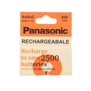 باتری نیم قلمی قابل شارژ 650mAh دوتایی مارک Panasonic