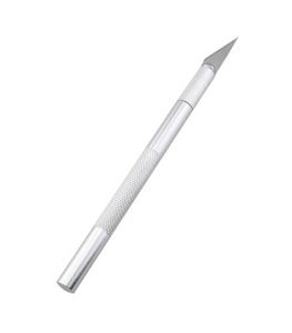 کاتر قلمی بدنه فلزی نقره ای طول 14cm