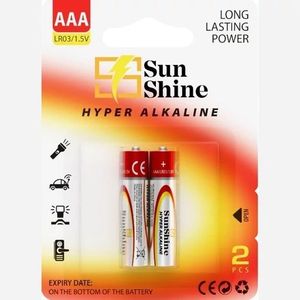 باتری دوتایی نیم قلمی SunShine Hyper Alkaline LR03 1.5V AAA
