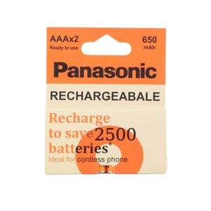 باتری دوتایی نیم قلمی شارژی Panasonic Ni-MH AAA 650mAh