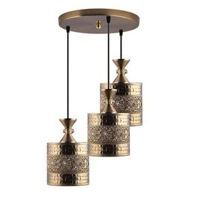 لوستر و چراغ آویز3 شعله سهیل مدل گلد 2