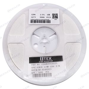 مقاومت اس ام دی ITEX SMD Resistor 1206 43Ohm 1% 1/4W 1206W4F0430IT5