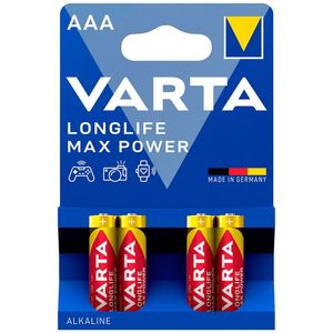باتری چهارتایی نیم قلمی Varta Long Life Max Power Alkaline LR03/MN2400 1.5V AAA
