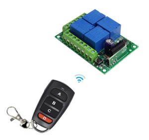 ریموت کنترل کد لرن 12 ولت بی سیم یونیورسال 433MHZ گیرنده و فرستنده رله 4 کاناله