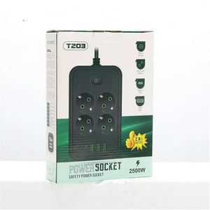 چهار راهی برق یونیورسال با 3 خروجی USB و تایپ سی 2500 وات (مشکی) مدل T203