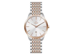 ساعت مچی ویولت, مردانه تک موتوره, گرد فلزی, دورنگ رزگلد صفحه سفید