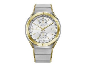 ساعت مچی ویولت, مردانه دو زمانه, گرد فلزی, دورنگ طلایی صفحه سفید