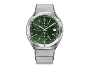 ساعت مچی ویولت, مردانه دو زمانه, گرد فلزی, استیل صفحه سبزviolet