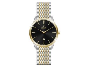 ساعت مچی ویولت, مردانه تک موتوره, گرد فلزی, دورنگ طلایی صفحه مشکی