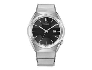 ساعت مچی ویولت،مردانه ،گردفلزی،استیل صفحه مشکی