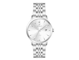 ساعت مچی ویولت، مردانه تک موتوره،گرد فلزی،استیل صفحه نقره ای