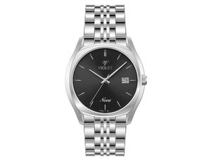 ساعت مچی ویولت، مردانه تک موتوره،گرد فلزی،استیل صفحه مشکی