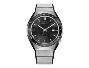 ساعت مچی ویولت،مردانه ،گردفلزی،دورنگ مشکی صفحه مشکیviolet