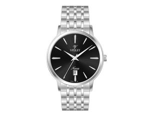 ساعت مچی ویولت، مردانه تک موتوره،گرد فلزی،استیل صفحه مشکیviolet