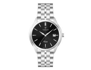 ساعت مچی ویولت، مردانه تک موتوره،گرد فلزی،استیل صفحه مشکی