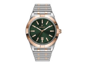 ساعت مچی ویولت،مردانه ،گردفلزی،دورنگ رزگلد صفحه سبز