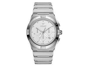 ساعت مچی ویولت, مردانه کرنوگراف, گرد فلزی, استیل صفحه سفید