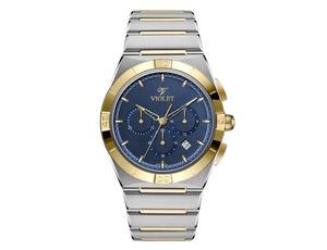 ساعت مچی ویولت, مردانه تک موتوره, گرد فلزی, تمام استیل صفحه تیفانی