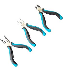 ست 3 عدد سیم چین انبر دم باریک و انبر دست الکترونیکی سایز 4.5 اینچ نولان NOLAN مدل MINI PLIERS