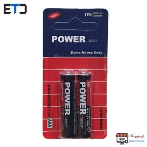 باتری نیم قلمی AAA برند پاور POWER کارتی دو عددی