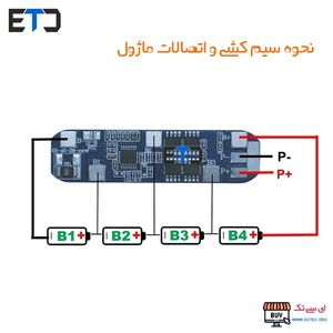 ماژول کنترل شارژ 4 سل باتری لیتیومی 10 آمپر 16 ولت XR-4S-DB-CXW
