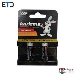 باتری نیم قلمی AAA اولترا آلکالاین کارتی کاریزما 2 عددی