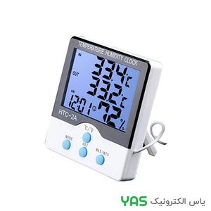 دماسنج و رطوبت سنج و ساعت -رومیزی HTC-2A