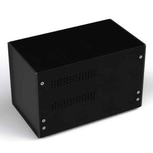 جعبه فلزی مدل MB-103 رنگ مشکی با رنگ کوره‌ای الکترواستاتیک و پنل پلاستیکی